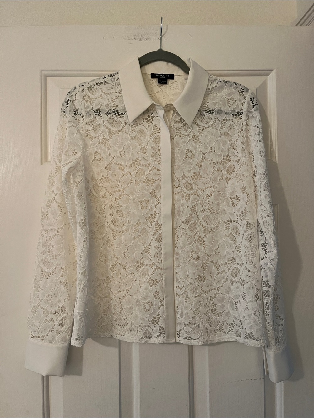 NWOT New Never Worn Guess by Marciano White Lace Button-Down Shirt